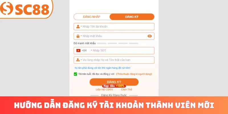 Hướng dẫn đăng ký tài khoản thành viên mới